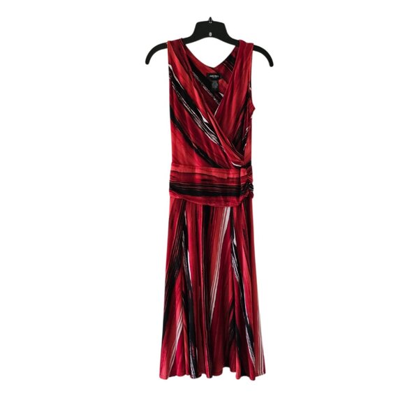 Alyn Paige Wrap Dress V-Neck Surplice Wrap Midi Dress | EUC | S | Red BlacK WHT - Picture 3 of 9